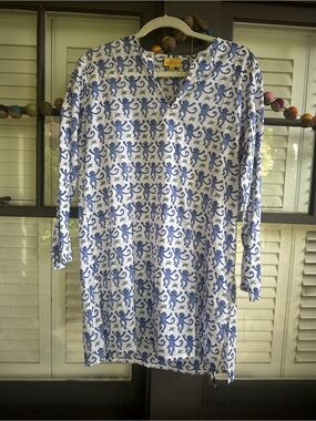 Roberta Roller Rabbit Blue & White Monkey Print Tunic